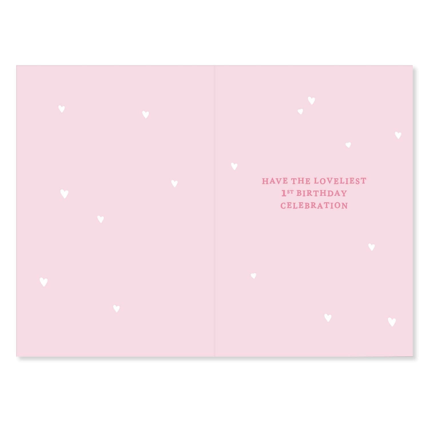 Connections from Hallmark Age 1 Birthday Card - Winnie the Pooh Birthday Girl, inside view with pink card showing sweet heart design and greeting.