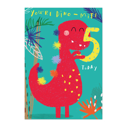 Connections from Hallmark 5th Birthday Card - Red Dinosaur