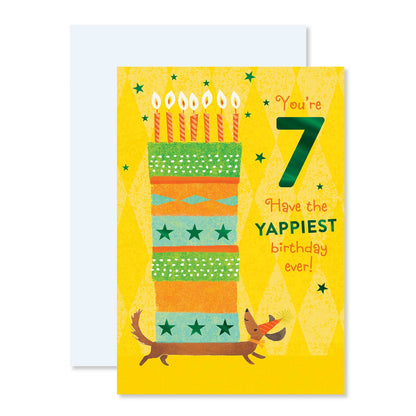 Connections from Hallmark Age 7 Birthday Card - Happy Days featuring colourful birthday cake illustration and festive candles.