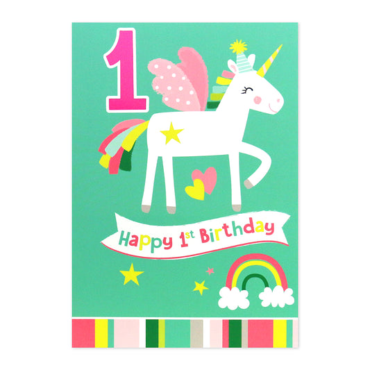 Connections from Hallmark 1st Birthday Card - Unicorn and Rainbow