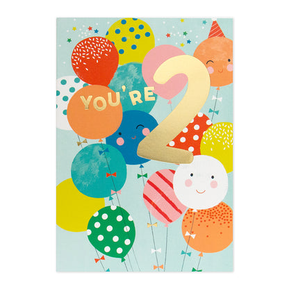 Connections from Hallmark 2nd Birthday Card - Colourful Balloon Bunch
