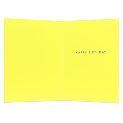 Connections from Hallmark 9th Birthday Card - Rainbow & Stars interior featuring bright yellow paper with printed 'Happy Birthday' message in blue