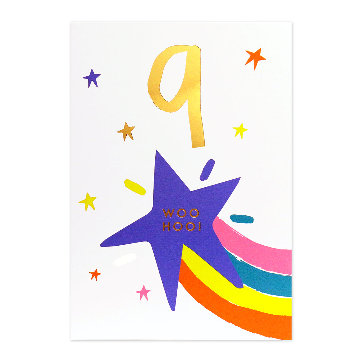 Connections from Hallmark 9th Birthday Card - Rainbow & Stars featuring a gold foil number 9, colourful rainbow, and star design.