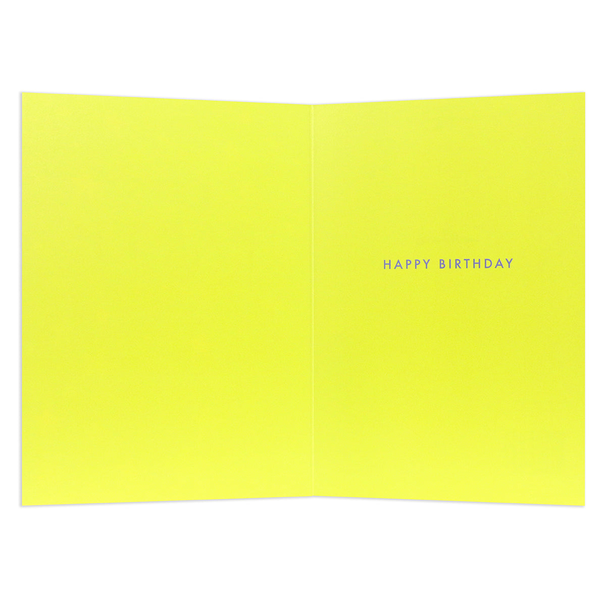 Connections from Hallmark Birthday Card - Neon Let's Party, open view, featuring bright yellow interior with embossed 'Happy Birthday' message.