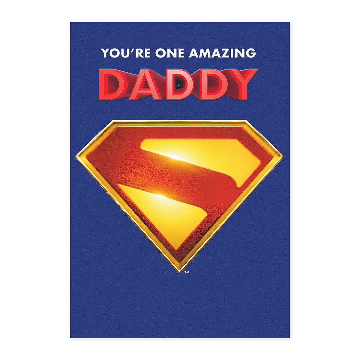 Hallmark Father's Day Card - You're One Amazing Daddy featuring a Superman logo design with bold text on a blue background.
