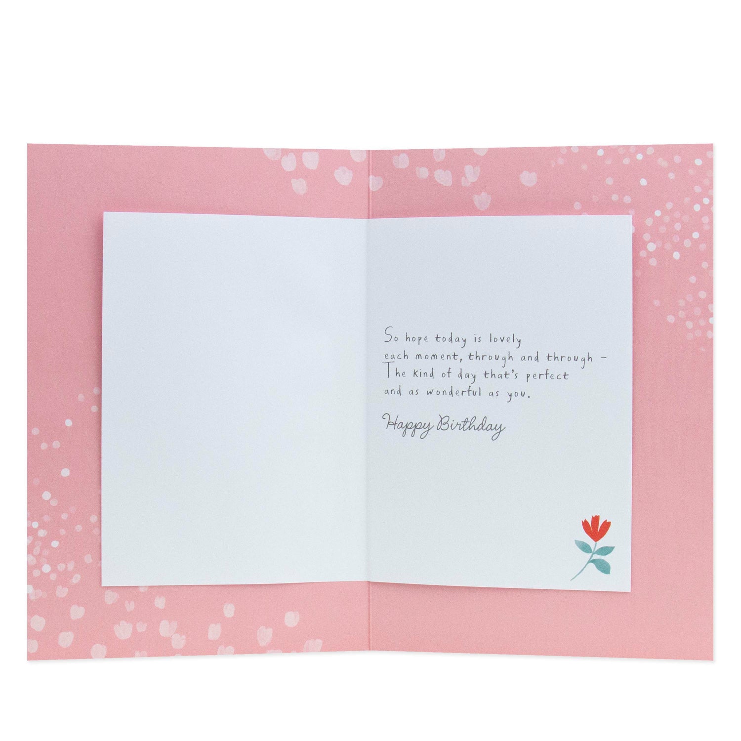 Hallmark Grandma Birthday Card - With love, Grandma On Your Birthday, open view, pink interior with floral design and birthday message