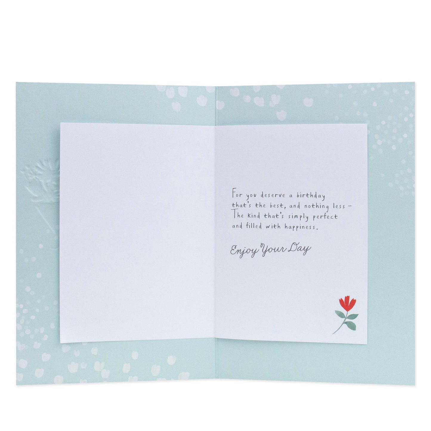 Hallmark Birthday Card - On Your Birthday, open view, featuring floral design and handwritten message, Australia.