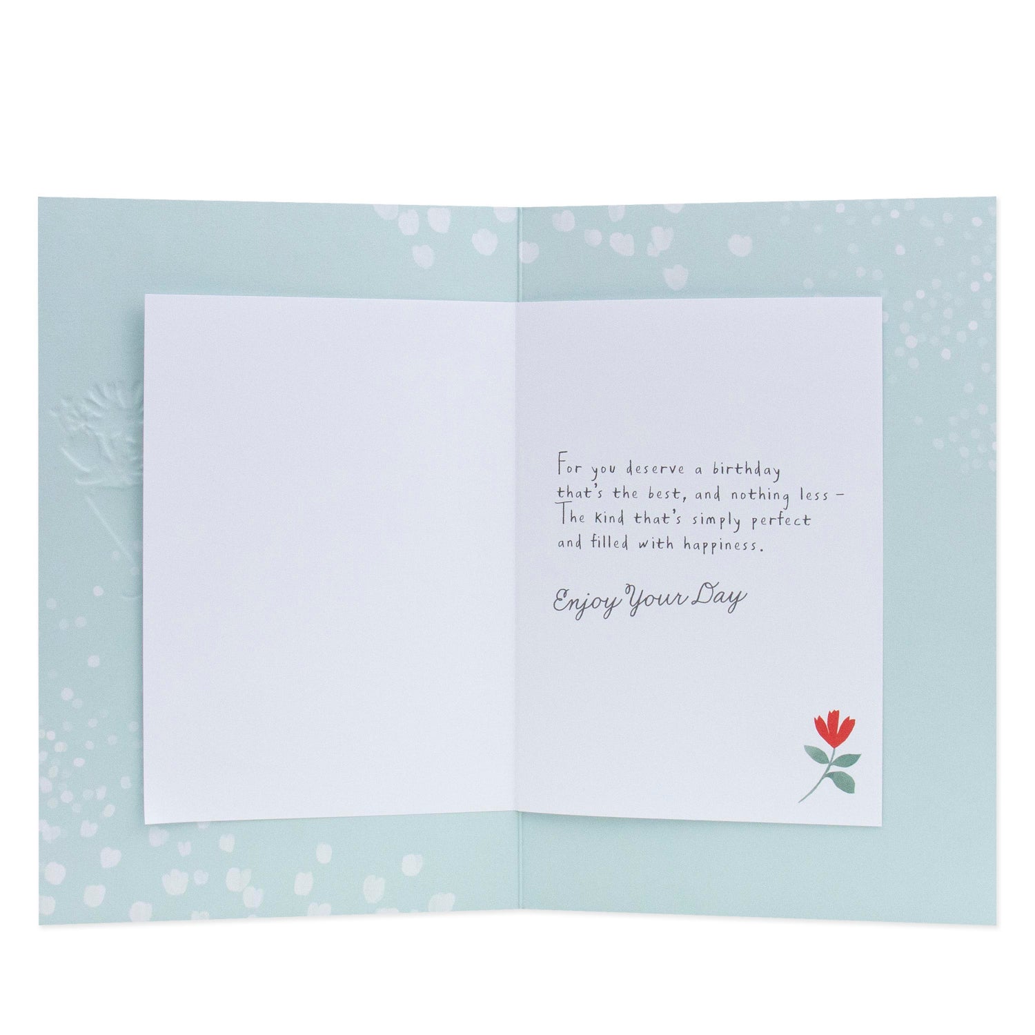 Hallmark Birthday Card - On Your Birthday, open view, featuring floral design and handwritten message, Australia.