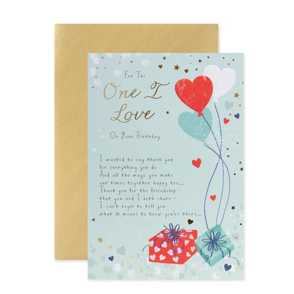 Hallmark Love Birthday Card - For the one I love on your Birthday