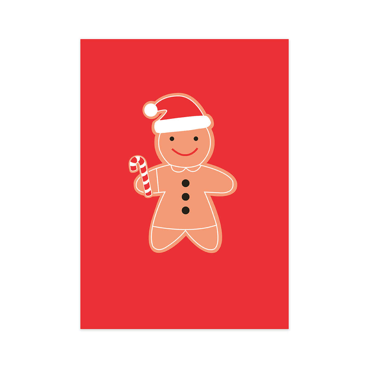 Hallmark Boxed Christmas Cards 8 Pack - Festive Gingerbread design featuring a cheerful gingerbread man with a candy cane against a red background.