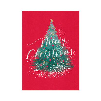 Hallmark Boxed Christmas Cards 10 Pack - Wonderful New Year featuring a red card with a decorated Christmas tree and handwritten message.