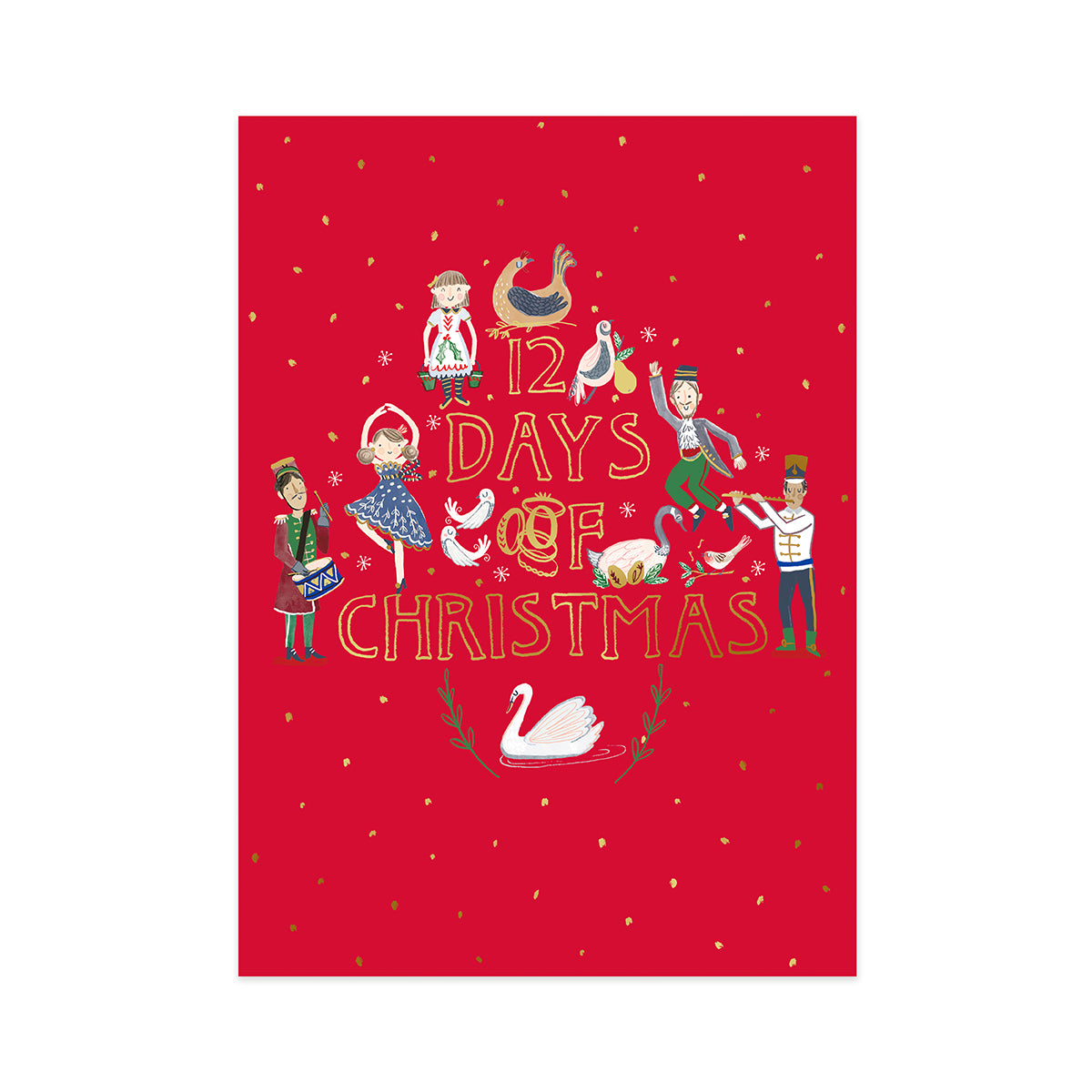 Hallmark Boxed Christmas Cards 10 Pack - 12 Days of Christmas featuring gold foil illustrations on a red background.