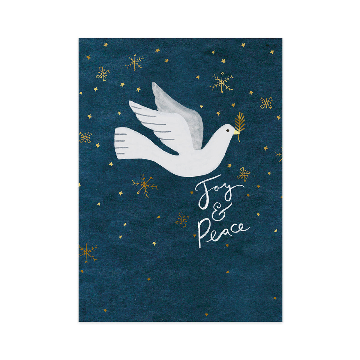Hallmark Boxed Christmas Cards 10 Pack - Joy & Peace featuring a dove illustration with gold foil highlights on a navy background.