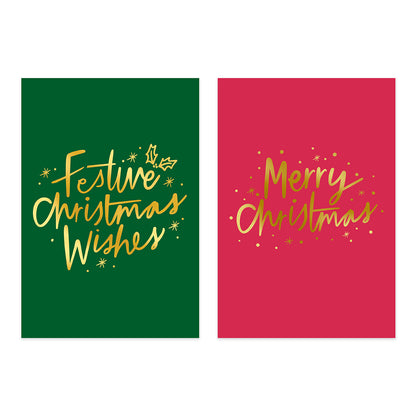 Hallmark Boxed Christmas Cards 10 Pack - Festive Christmas Wishes featuring green and pink designs with gold foil lettering and festive illustrations.