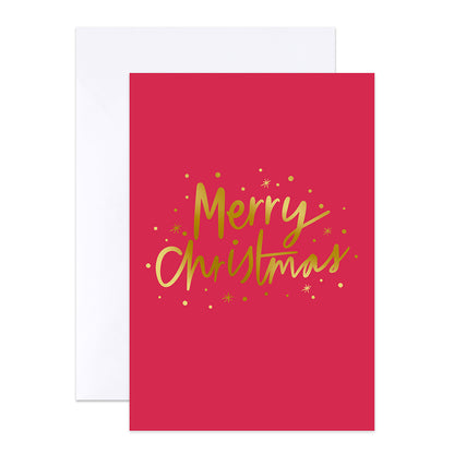 Hallmark Boxed Christmas Cards 10 Pack - Festive Christmas Wishes featuring a red card with gold foil 'Merry Christmas' text and white envelope.