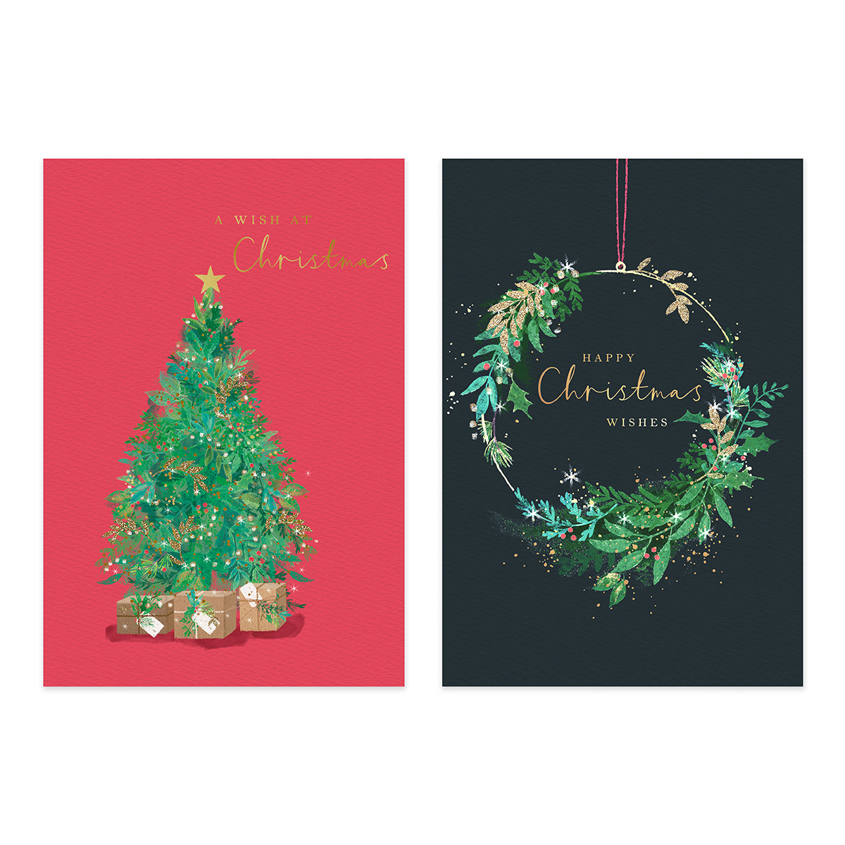 Hallmark boxed Christmas cards 10 pack - Enjoy Every Moment featuring two designs with gold foil highlights and festive illustrations.