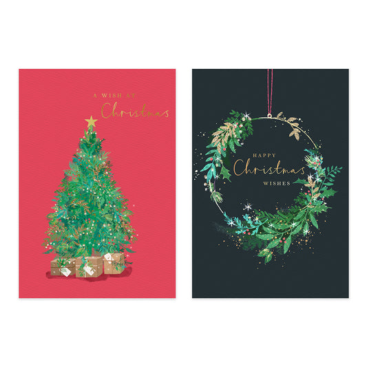 Hallmark boxed Christmas cards 10 pack - Enjoy Every Moment featuring two designs with gold foil highlights and festive illustrations.