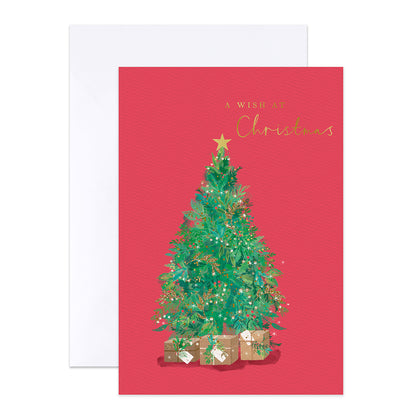 Hallmark Boxed Christmas Cards 10 Pack - Enjoy Every Moment featuring a green Christmas tree illustration with gold foil accents.