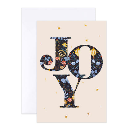 Hallmark Boxed Christmas Cards 10 Pack - Seasons Greetings featuring floral decorated JOY design, flat lay with envelope.