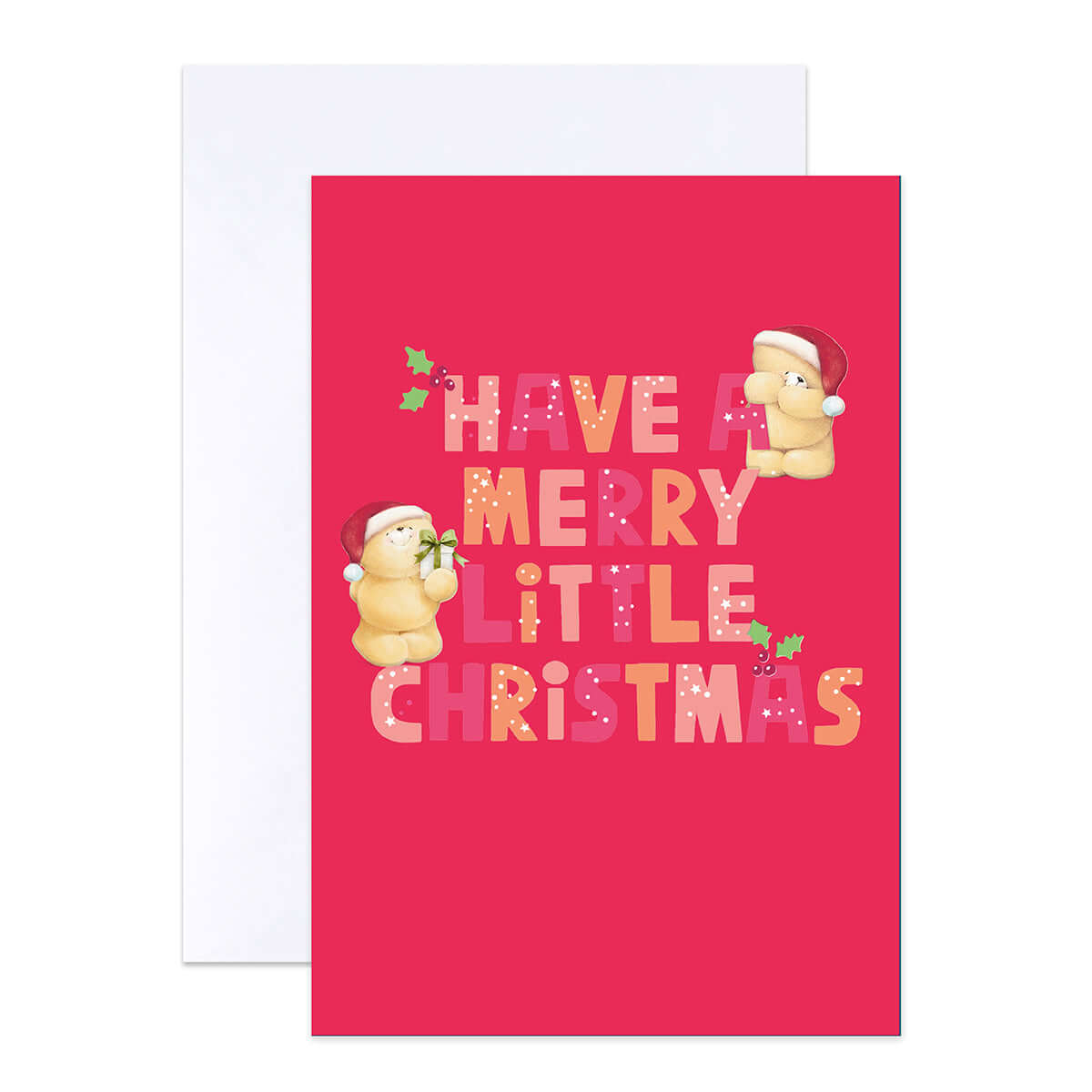 Hallmark Boxed Christmas Cards 10 Pack - Forever Friends featuring bright colours and festive bears on pink background with greetings.