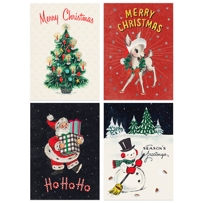 Hallmark Boxed Christmas Cards 20 Pack - Season's Magic featuring four festive designs, including a Christmas tree and a snowman.
