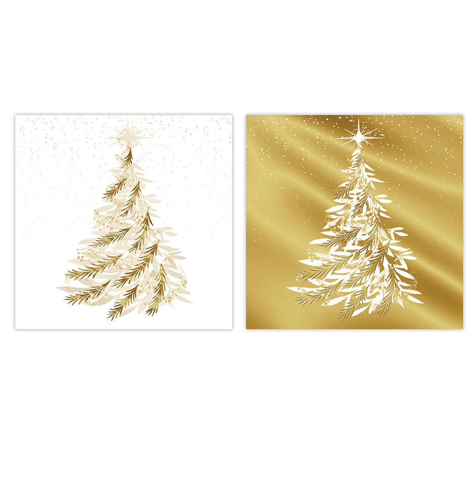 Hallmark Boxed Christmas Cards 10 Pack - Gold Trees