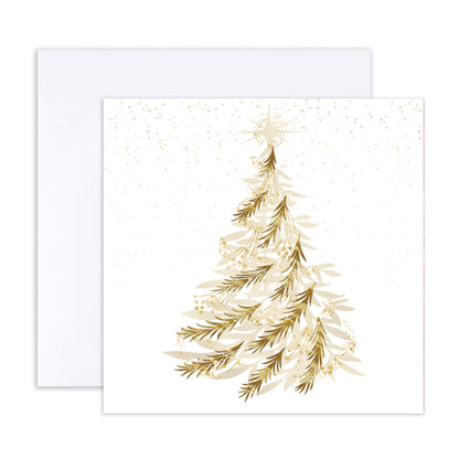 Hallmark Boxed Christmas Cards 10 Pack - Gold Trees