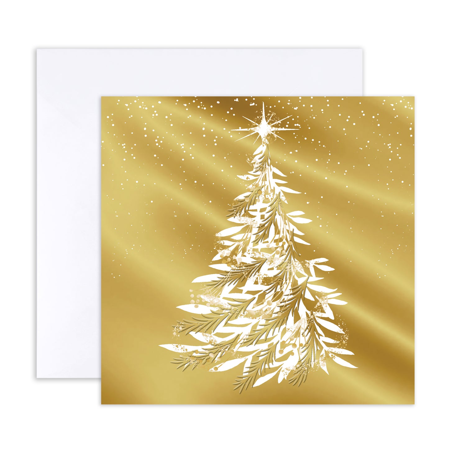 Hallmark Boxed Christmas Cards 10 Pack - Gold Trees