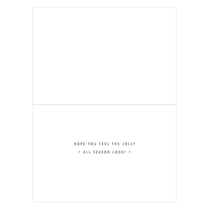 Hallmark Signature Boxed Christmas Cards 8 Pack - Santa's Sleigh interior view featuring the message 'Hope you feel the jolly all season long'. The design is clean and minimalist.