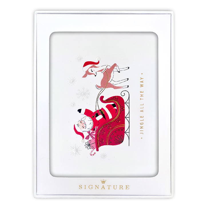 Hallmark Signature Boxed Christmas Cards 8 Pack - Santa's Sleigh with embossed design and gold foil embellishments