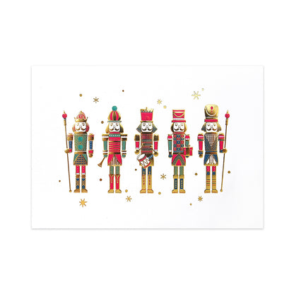 Hallmark Signature Boxed Christmas Cards 8 Pack - Nutcrackers featuring five colourful nutcracker illustrations with gold accents on a white background.