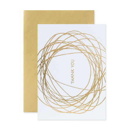 Hallmark Premium Note Cards - 10 Thank You Cards and metallic envelopes - 2 designs featuring a thank you card with gold foil design and metallic envelope.