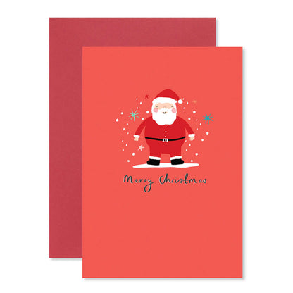 Hallmark Christmas card - Enjoy Every Minute with smiling Santa illustration on red background and coordinating red envelope.