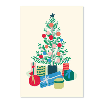 Creative Publishing by Hallmark Christmas Card - Colourful Tree & Gifts featuring a contemporary illustration of a decorated tree and gifts.