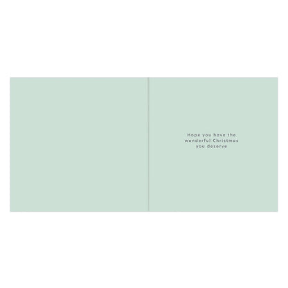 Hallmark Christmas Husband Card - Amazing Husband, inside view, mint green background, heartfelt message wishing a wonderful Christmas.