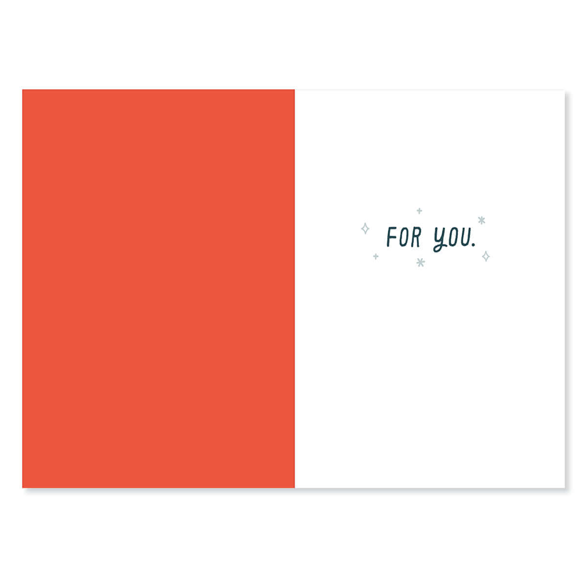 Hallmark Christmas card - Koala Hug, inside view, features a white page with the message 'FOR YOU' and a red side.