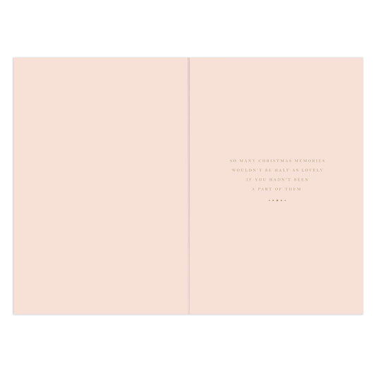Hallmark Christmas Card - Daughter and Family, inside view with heartfelt message on soft pink background.