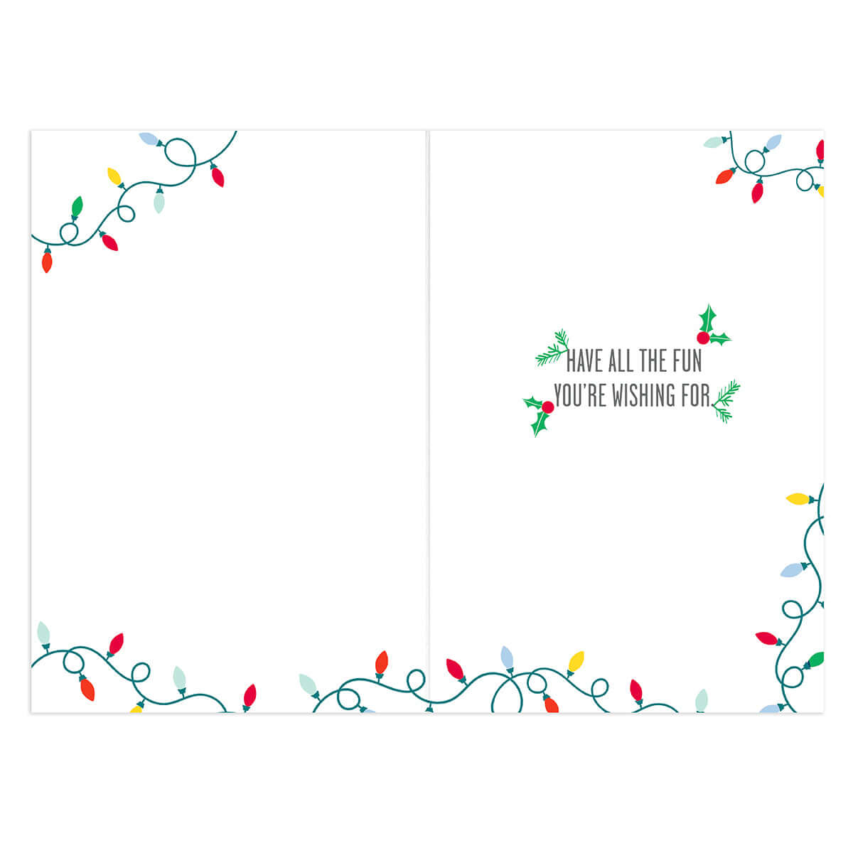 Hallmark Christmas Card - Sister & Partner inside design featuring festive Christmas lights, white space and a cheerful printed message.