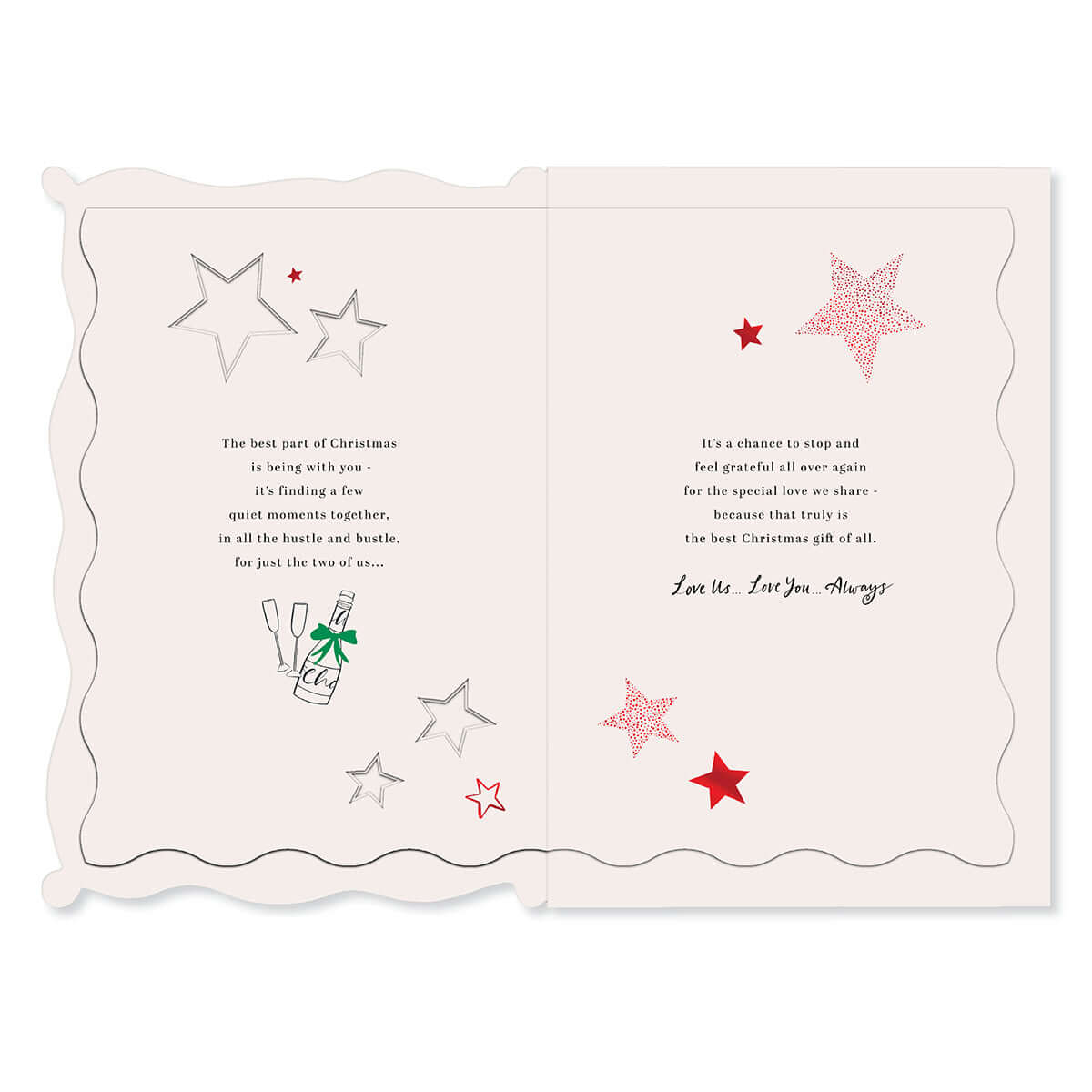 Hallmark Christmas card For One I Love - Special Love, open display with star illustrations and heartfelt message.