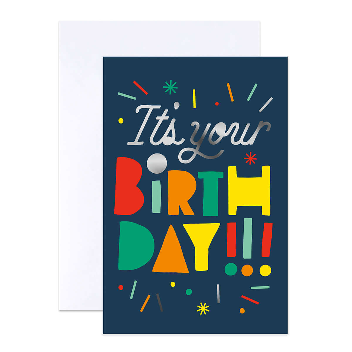 Hallmark Multipack of 12 Birthday Cards - 4 designs, Balloons and Birthday Text featuring colourful text on a dark blue background.