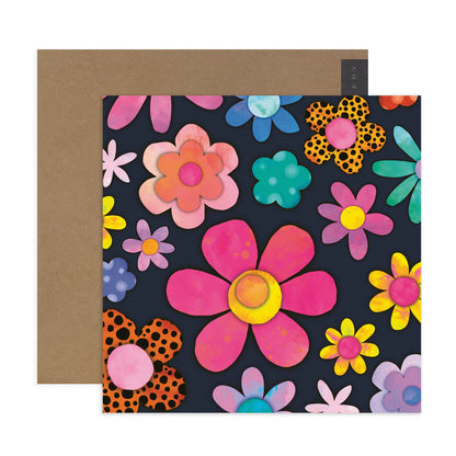 Hallmark x Kasey Rainbow Gallery Blank Greeting Card - Fluorescent Florals