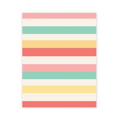Hallmark Flat Wrapping Paper - Pastel Stripes, premium flat sheet with pastel pink, yellow, red, mint and white stripes.
