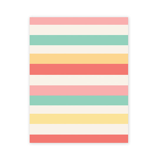 Hallmark Flat Wrapping Paper - Pastel Stripes, premium flat sheet with pastel pink, yellow, red, mint and white stripes.