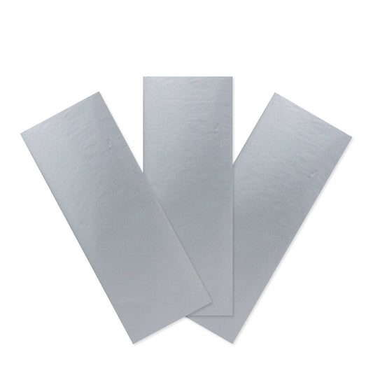Hallmark Tissue Paper Pack - 4 sheets, metallic silver, featuring 3 shimmering lightweight sheets arranged flat.