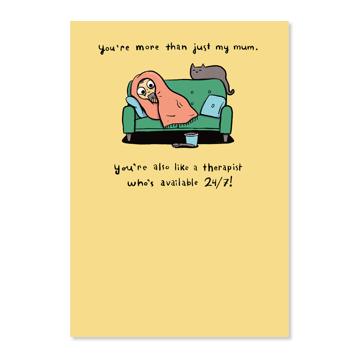 Hallmark Mother's Day Card - More than just my Mum, light-hearted card featuring humorous illustration of a mum on a couch.