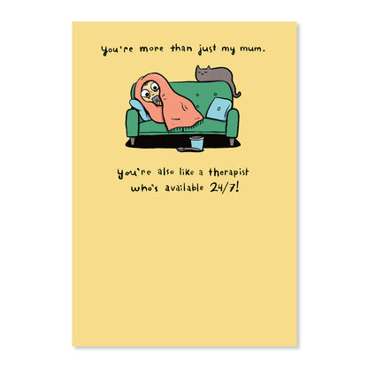 Hallmark Mother's Day Card - More than just my Mum, light-hearted card featuring humorous illustration of a mum on a couch.