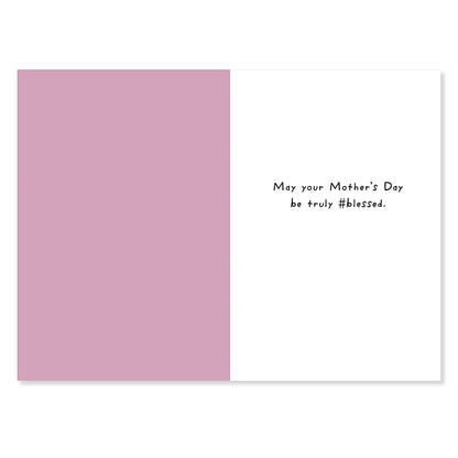 Hallmark Mother's Day Card - #blessed featuring a pink design with heartfelt message on the inside for a cheerful gift.