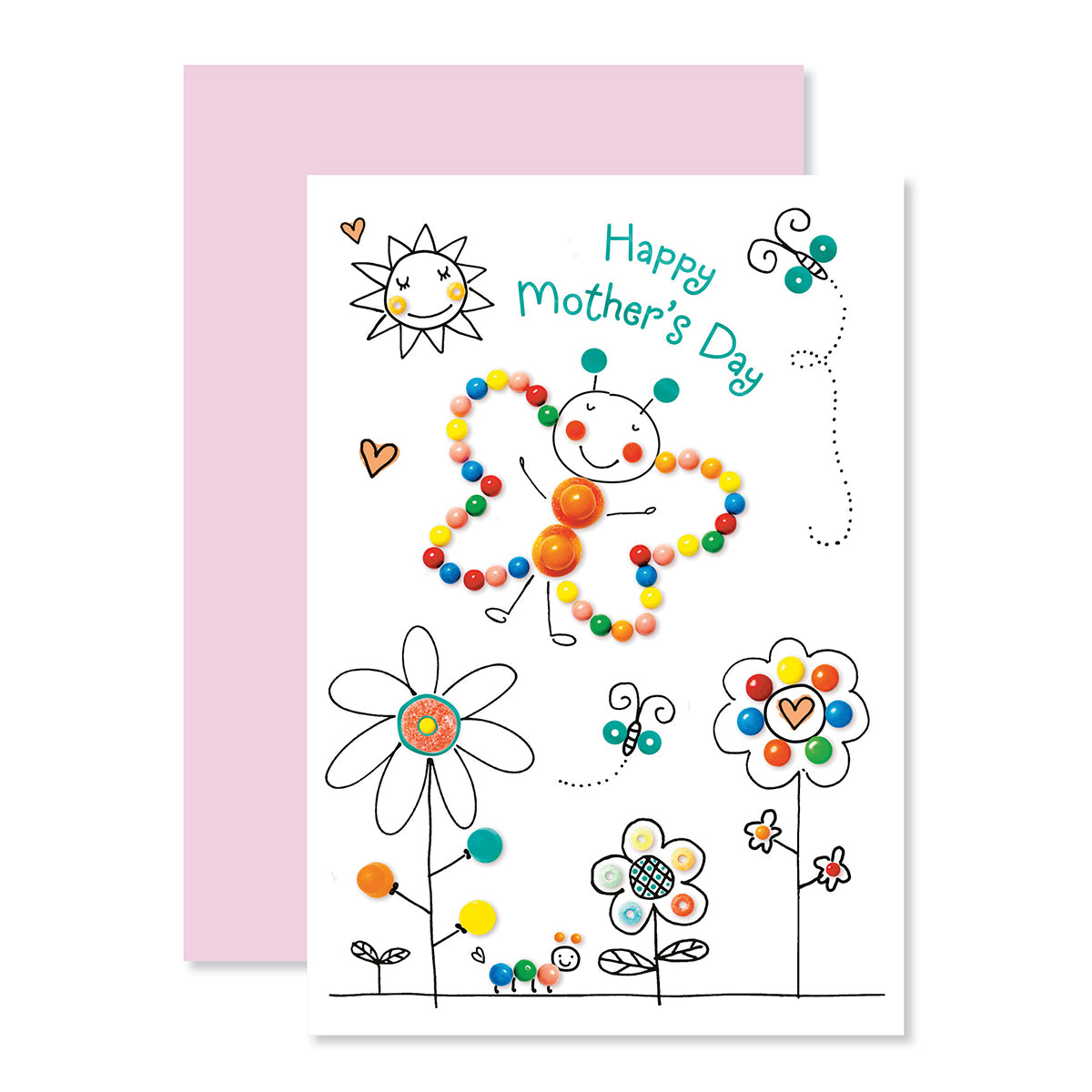 Hallmark Mother's Day Card - Everything Good, illustrated card with a butterfly and flowers, pink envelope background