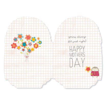 Hallmark Mother's Day Card - Hedgehog Hugs, inside design featuring a hedgehog holding a flower and a colourful bouquet.