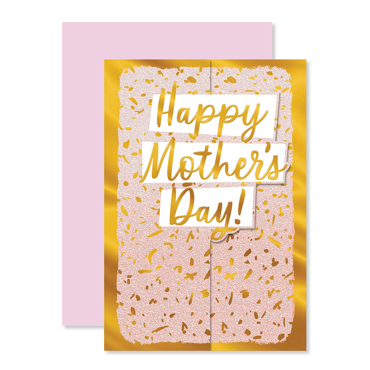 Hallmark Mother's Day card - Celebrate Every Day with gold foil highlights and confetti design, featuring a gatefold style.